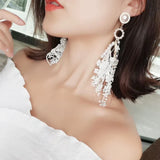 Flower Pearl Long Earrings