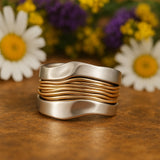 Silver Golden Threads Ring